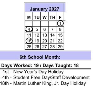District School Academic Calendar for Gauldin Elementary for January 2027