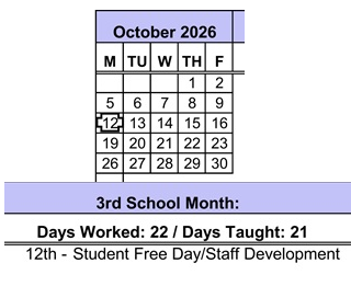 District School Academic Calendar for Gauldin Elementary for October 2026