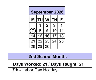 District School Academic Calendar for Gauldin Elementary for September 2026