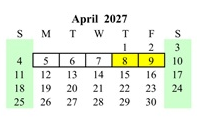 District School Academic Calendar for Myton School for April 2027