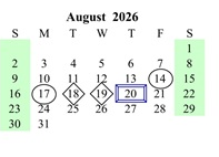District School Academic Calendar for Myton School for August 2026