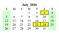 District School Academic Calendar for Myton School for July 2026