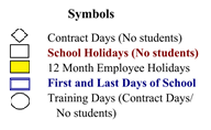 District School Academic Calendar Legend for Myton School