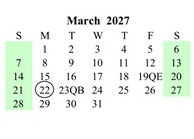 District School Academic Calendar for Myton School for March 2027