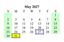 District School Academic Calendar for Myton School for May 2027