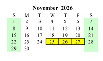 District School Academic Calendar for Myton School for November 2026