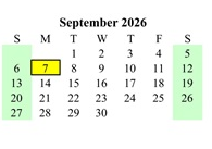 District School Academic Calendar for Myton School for September 2026