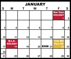 District School Academic Calendar for Duluth Excell Targeted Services for January 2027