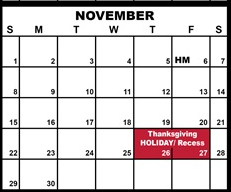 District School Academic Calendar for Duluth Excell Targeted Services for November 2026