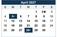 District School Academic Calendar for Burton Elementary for April 2027