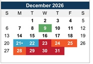 District School Academic Calendar for Burton Elementary for December 2026