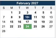 District School Academic Calendar for Burton Elementary for February 2027
