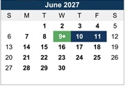 District School Academic Calendar for Burton Elementary for June 2027