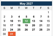 District School Academic Calendar for Burton Elementary for May 2027