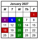 District School Academic Calendar for Highland Terrace Elem Sch for January 2027