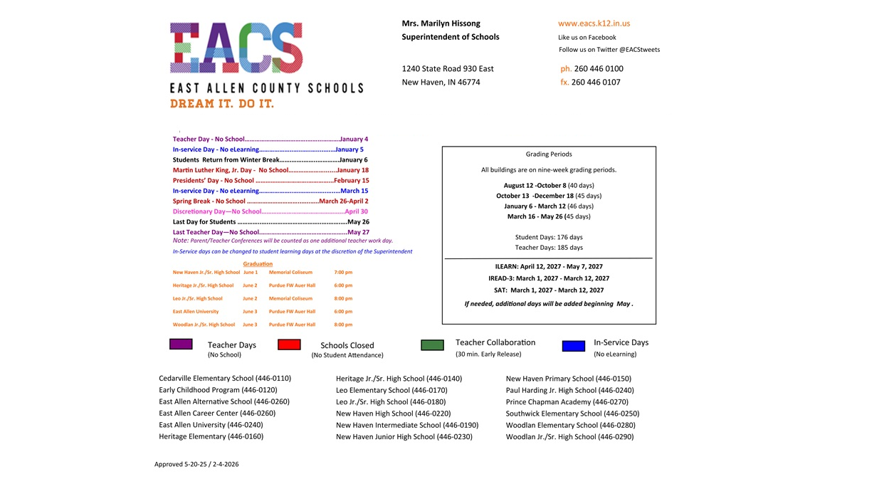 District School Academic Calendar Key for Highland Terrace Elem Sch