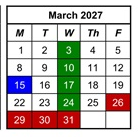 District School Academic Calendar for Highland Terrace Elem Sch for March 2027