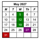 District School Academic Calendar for Highland Terrace Elem Sch for May 2027