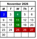 District School Academic Calendar for Highland Terrace Elem Sch for November 2026