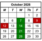 District School Academic Calendar for Highland Terrace Elem Sch for October 2026