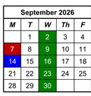 District School Academic Calendar for Highland Terrace Elem Sch for September 2026