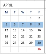 District School Academic Calendar for Escuela Popular Accelerated Family Learning for April 2027