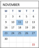 District School Academic Calendar for Escuela Popular Accelerated Family Learning for November 2026