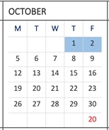 District School Academic Calendar for Escuela Popular Accelerated Family Learning for October 2026