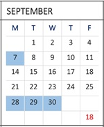 District School Academic Calendar for Escuela Popular Accelerated Family Learning for September 2026