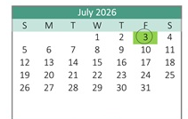 District School Academic Calendar for Bridgeport Elementary for July 2026