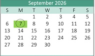 District School Academic Calendar for Bridgeport Elementary for September 2026