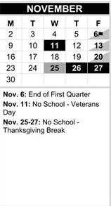 District School Academic Calendar for Beverly Elementary for November 2026