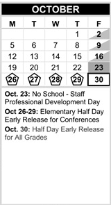 District School Academic Calendar for Beverly Elementary for October 2026