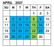 District School Academic Calendar for Cleminson Elementary for April 2027