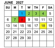 District School Academic Calendar for Cleminson Elementary for June 2027