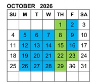 District School Academic Calendar for Cleminson Elementary for October 2026