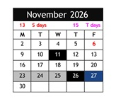 District School Academic Calendar for El Rancho High for November 2026