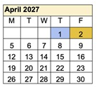 District School Academic Calendar for Ivan Sand Transition Program for April 2027