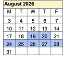 District School Academic Calendar for Ivan Sand Transition Program for August 2026