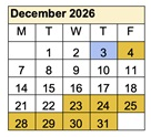 District School Academic Calendar for Ivan Sand Transition Program for December 2026