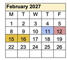 District School Academic Calendar for Ivan Sand Transition Program for February 2027