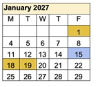 District School Academic Calendar for Ivan Sand Transition Program for January 2027