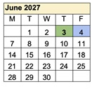District School Academic Calendar for Ivan Sand Transition Program for June 2027