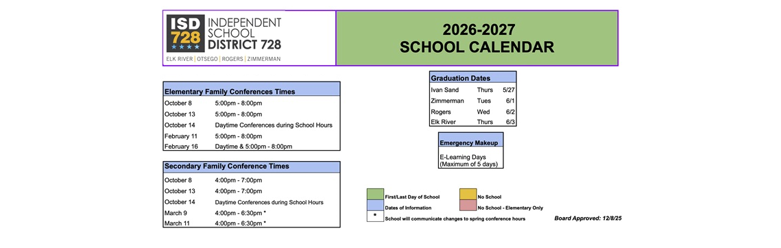 District School Academic Calendar Key for Ivan Sand Transition Program