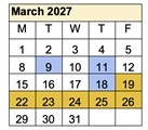 District School Academic Calendar for Ivan Sand Transition Program for March 2027