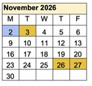District School Academic Calendar for Ivan Sand Transition Program for November 2026