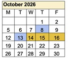 District School Academic Calendar for Ivan Sand Transition Program for October 2026
