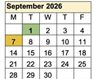 District School Academic Calendar for Ivan Sand Transition Program for September 2026