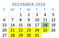 District School Academic Calendar for Beardsley Elementary School for December 2026