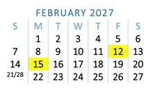 District School Academic Calendar for Beardsley Elementary School for February 2027